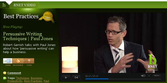 Bnet interview: Persuasive writing - Paul Jones